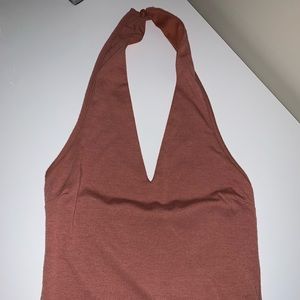 V neck bodysuit in nude